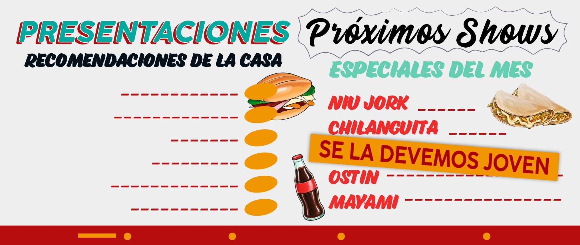 Proximos Shows - menu del changarro